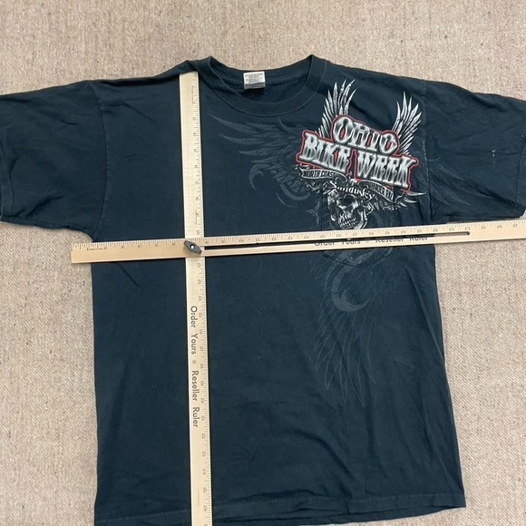 Ohio Bike Week shirt mens large Black 2000s Y2K Skull Wings Gothic Grunge - Picture 9 of 12